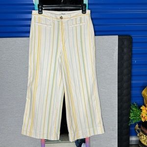 Madewell High Rise Wide Leg Crop Pants Pastel Colors Striped Size 28 Petite